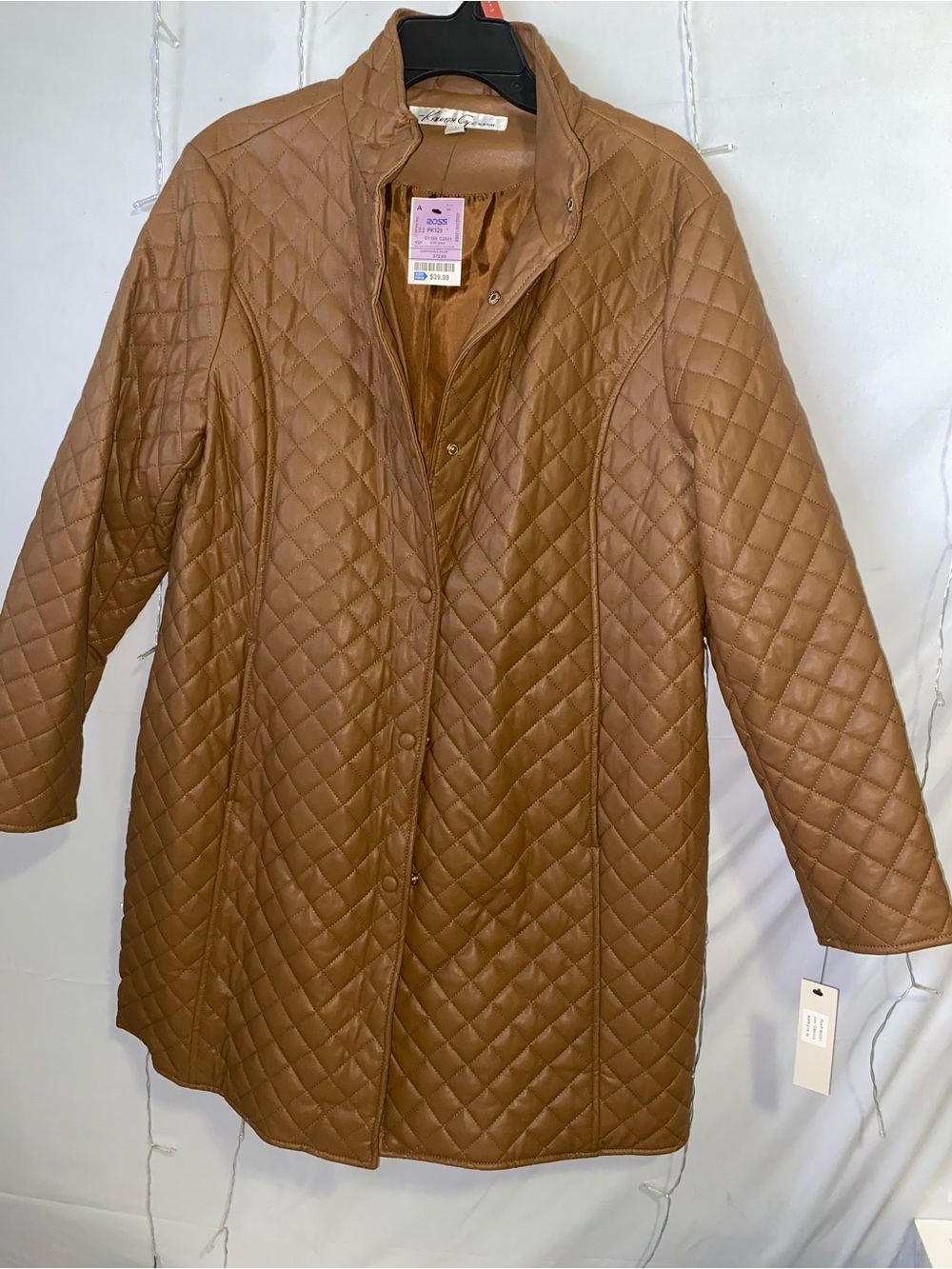 Kenneth Cole Reaction Quilted Long Coat in Camel Brown